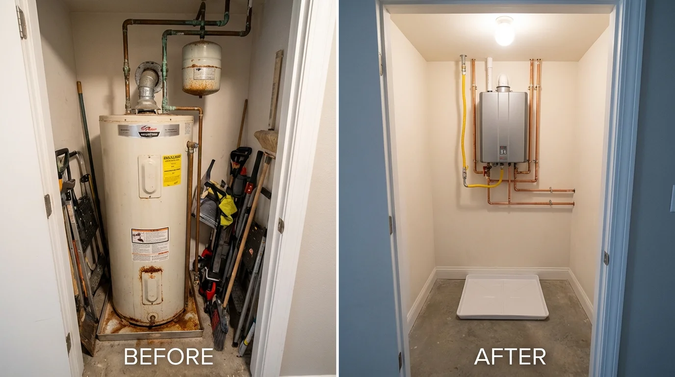 Tank water heater versus wall-mounted tankless unit comparison for La Mirada, CA homeowners